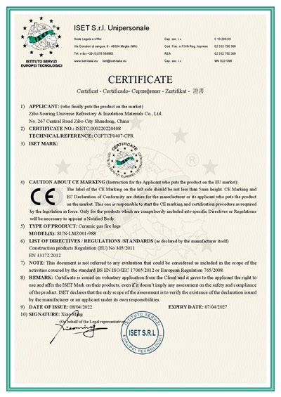 CE of gas logs_