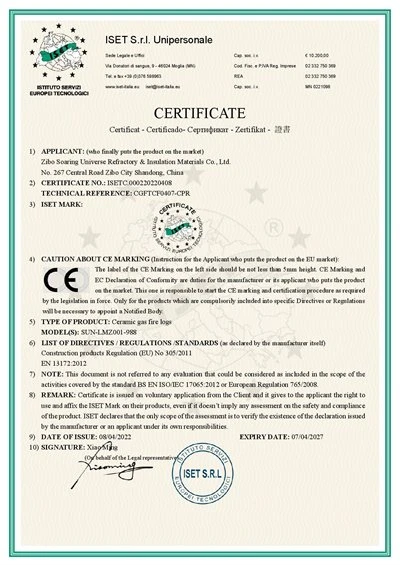 CE of gas logs_